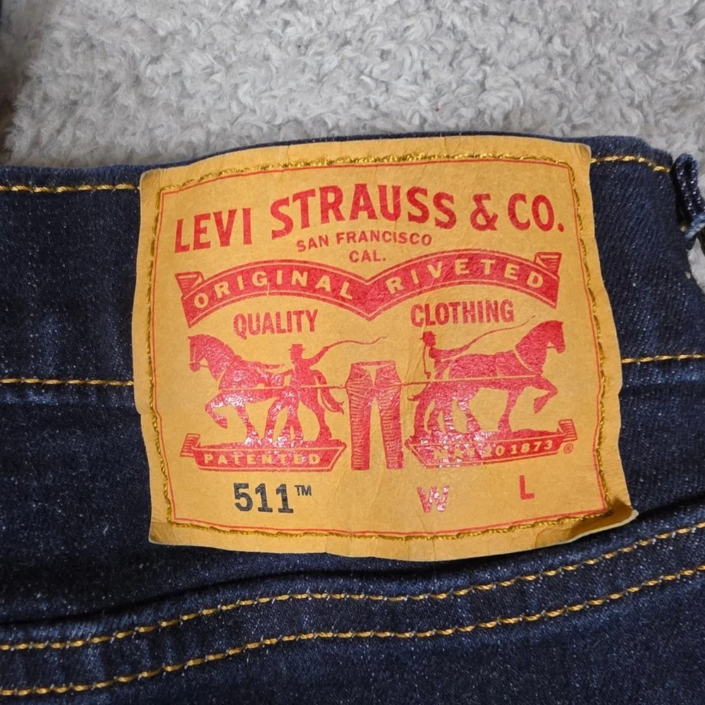 Levi's 511 Jeans Mens 50x28 Slim Dark Wash Blue Excellent Stretch Denim